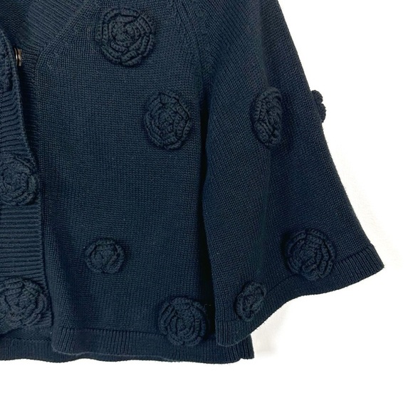 Moschino Floral Knit Cardigan Cotton Black Short Jacket 3/4 Sleeve size 4 US - Picture 4 of 12